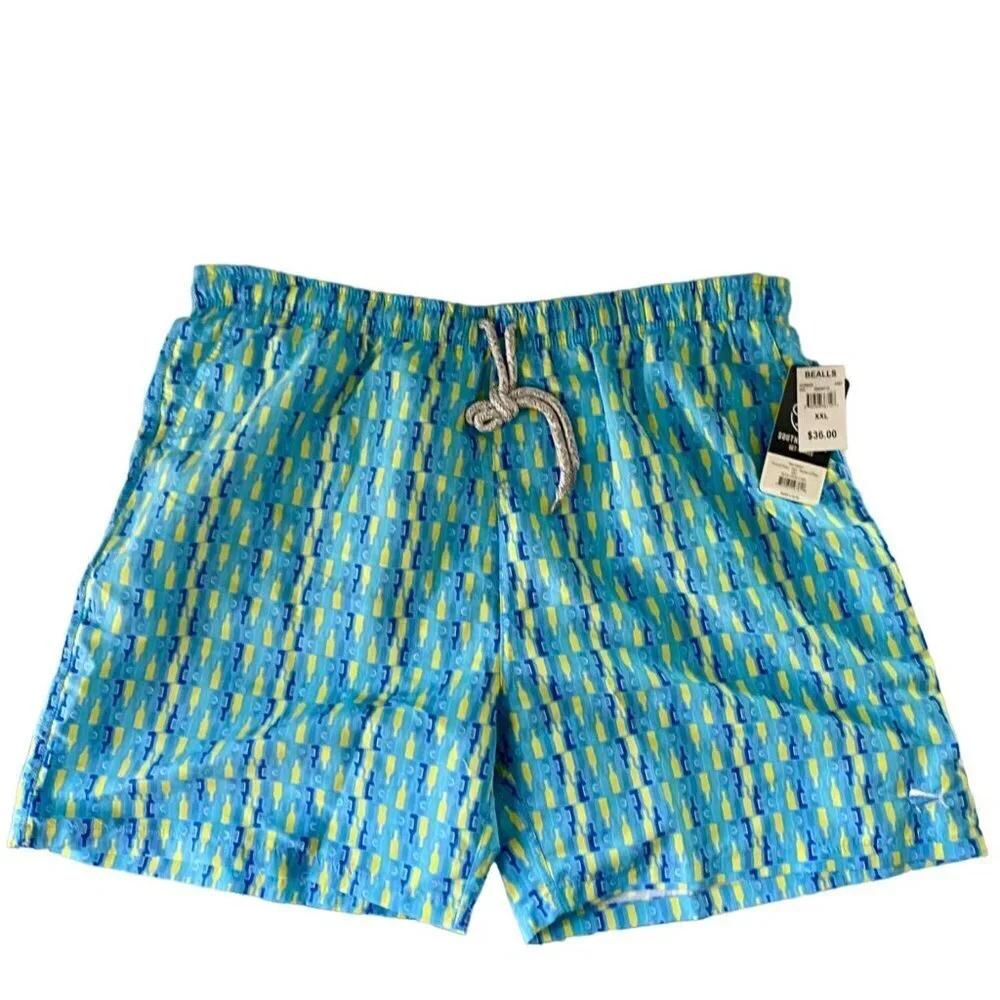 Southern Lure Get Hooked XL Men's Swim Trunks Pockets Bottle Print NEW NWT